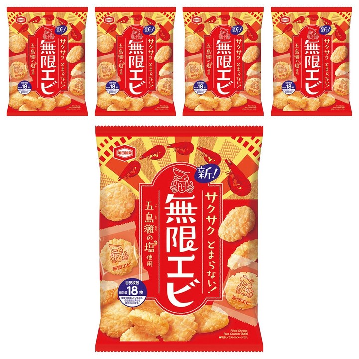 카메다 무겐에비 새우 스낵, 73g, 5개