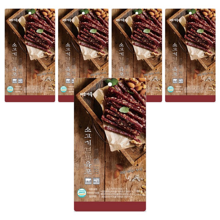 미소어육 소고기 견과육포, 80g, 5개