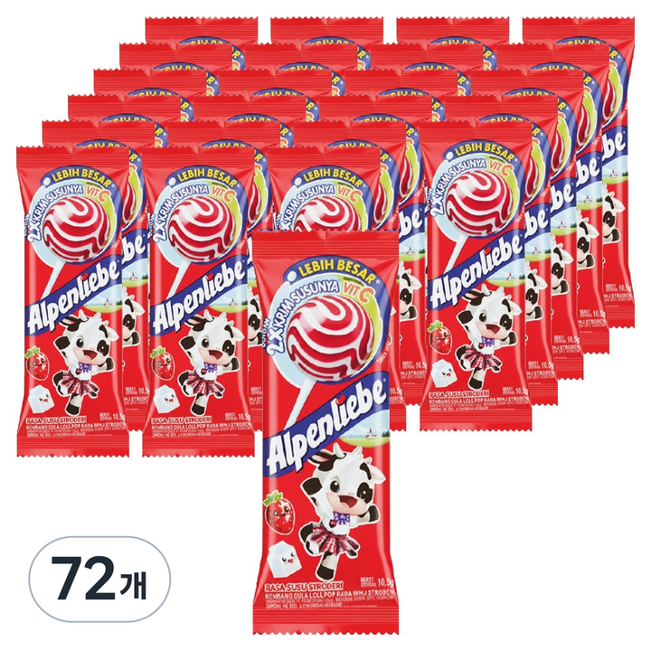 알펜리베 롤리팝 딸기우유맛, 72개, 10.5g