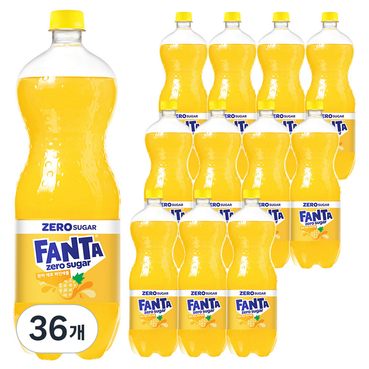 환타 제로 파인애플 탄산음료, 1.5L, 36개
