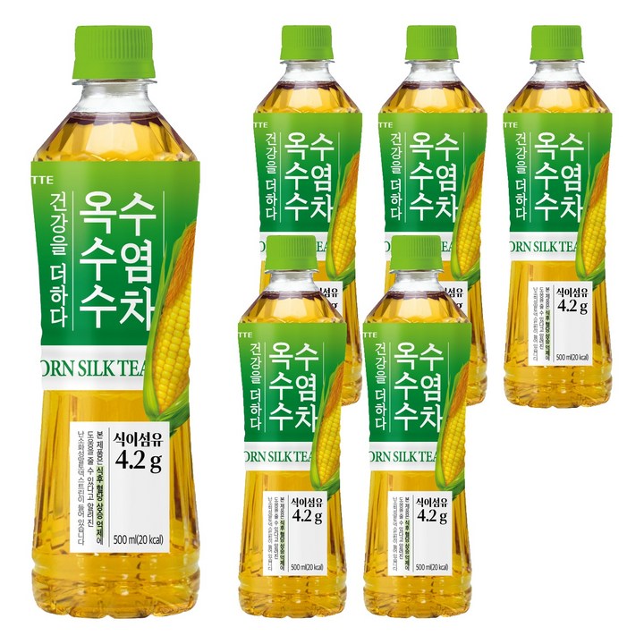롯데칠성음료 더하다 옥수수수염차 PLUS, 500ml, 6개
