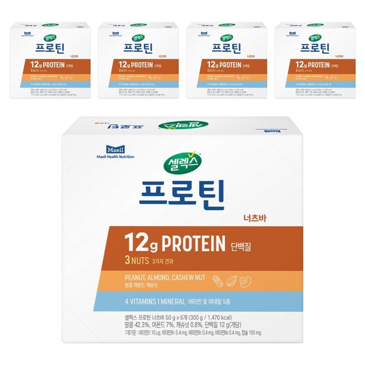 셀렉스 프로틴 너츠바, 300g, 5개
