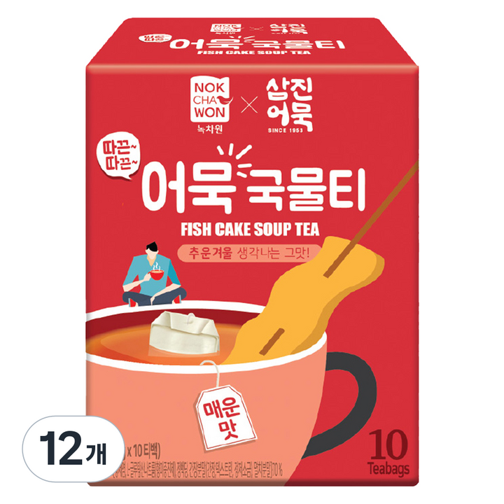 녹차원 따끈따끈 어묵국물티 매운맛, 4g, 10개입, 12개