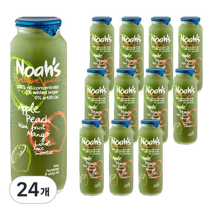 노아주스 사과 복숭아 키위 망고 라임, 260ml, 24개