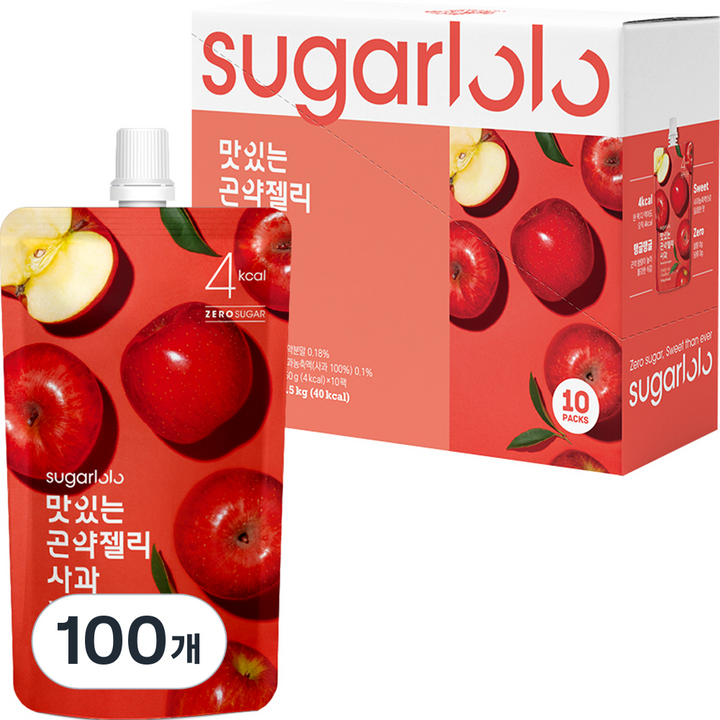 슈가로로 맛있는 곤약젤리 사과 10개입, 150g, 100개