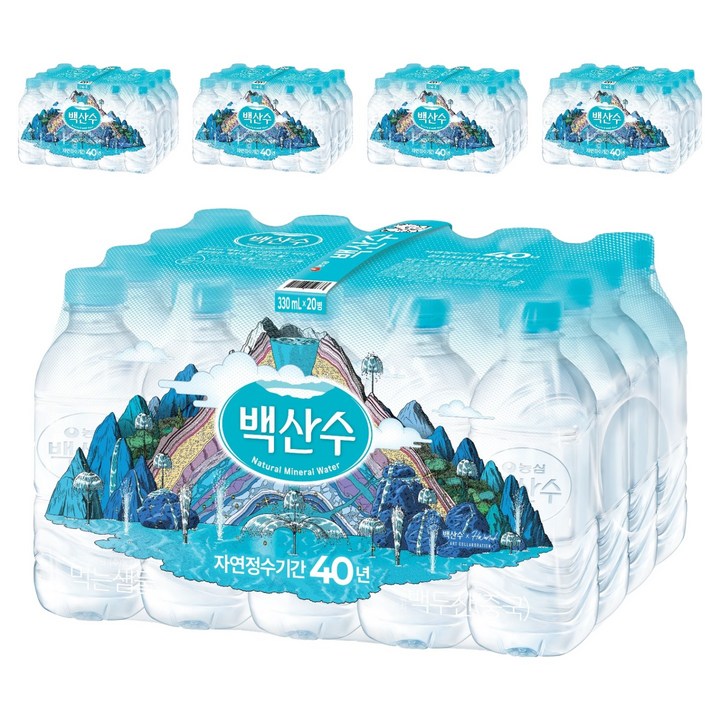 백산수 무라벨 생수, 330ml, 100개