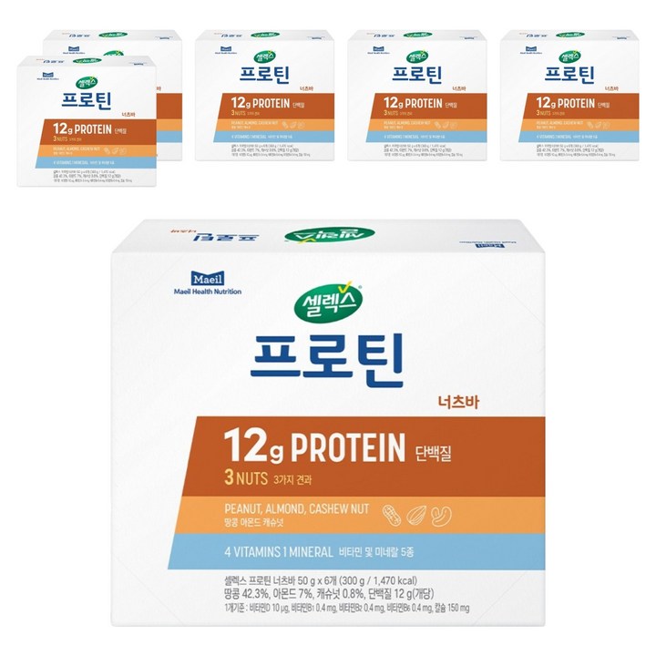 셀렉스 프로틴 너츠바, 300g, 6개