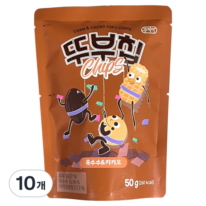 뚜부칩 옥수수 카카오, 50g, 10개