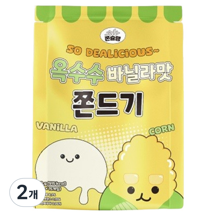 쫀슐랭 옥수수 바닐라 쫀드기 쫀득이 과자 간식, 2개, 270g