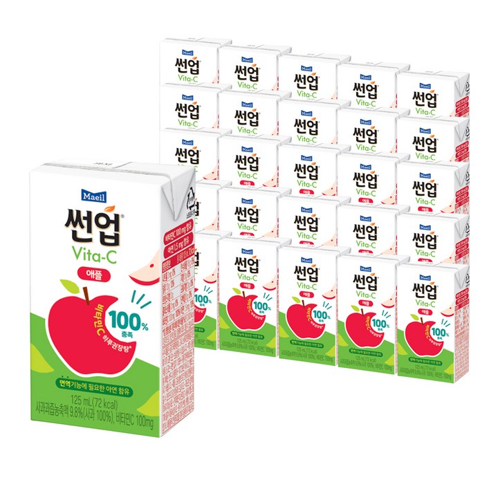 매일유업 썬업 Vita C 애플 주스, 125ml, 48개