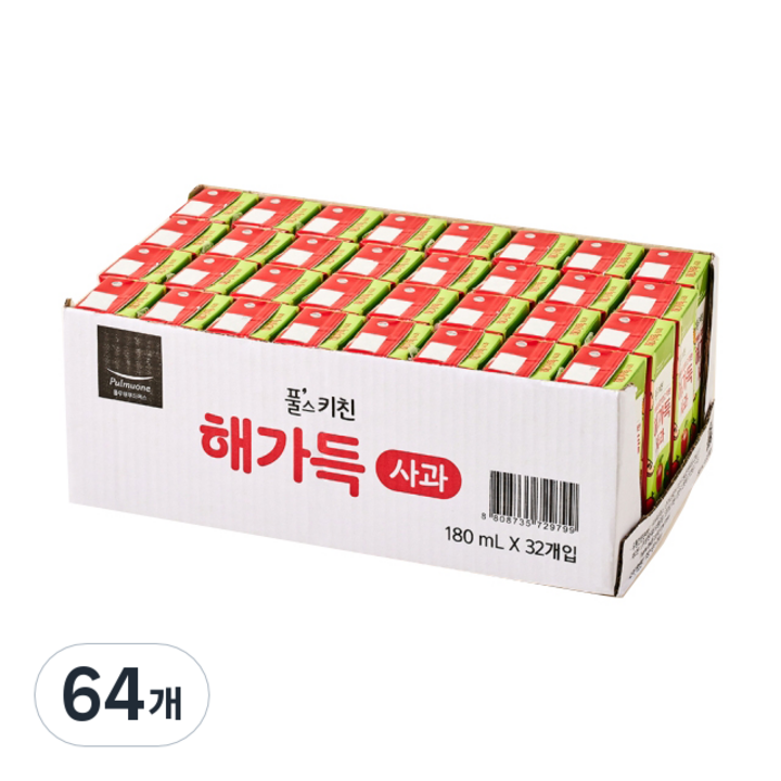 풀무원 풀스키친 해가득 사과주스, 180ml, 64개