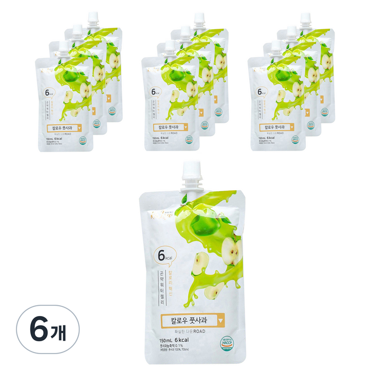 칼로우 곤약 워터젤리 풋사과 10p, 1.5L, 6개