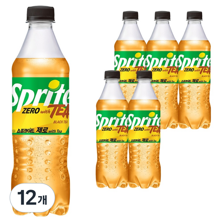 스프라이트 제로 사이다 with TEA, 12개, 500ml