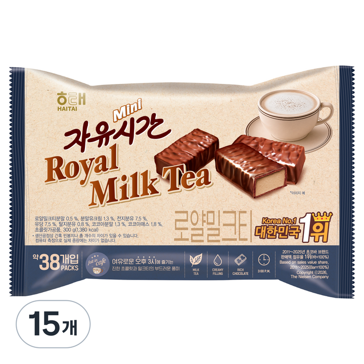 자유시간 미니 로얄밀크티맛, 300g, 15개