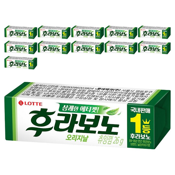 롯데웰푸드 후라보노 오리지날 츄잉껌 9p, 26g, 12개