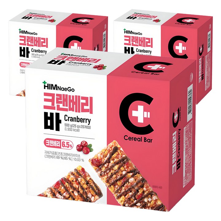 힘내고 크랜베리바, 500g, 3개