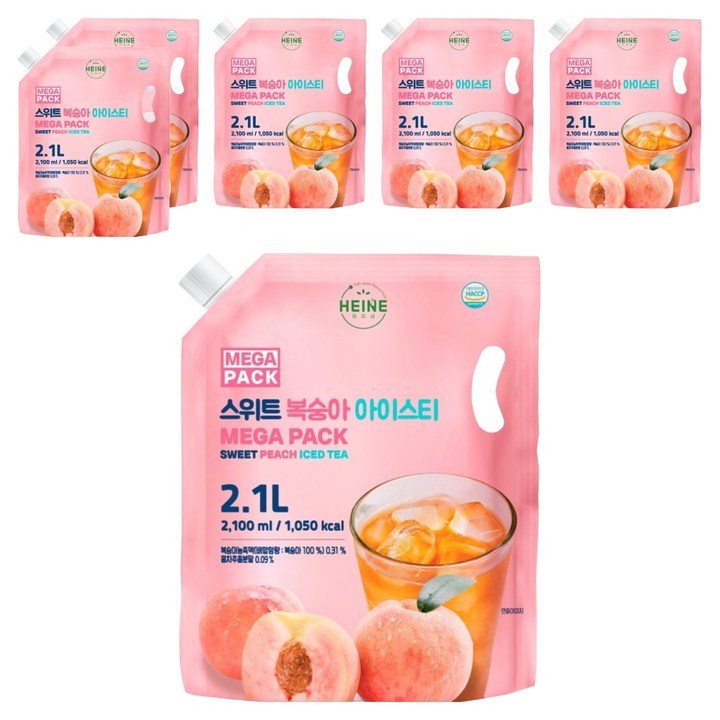 하이네 메가팩 스위트 복숭아 아이스티, 6개, 2.1L