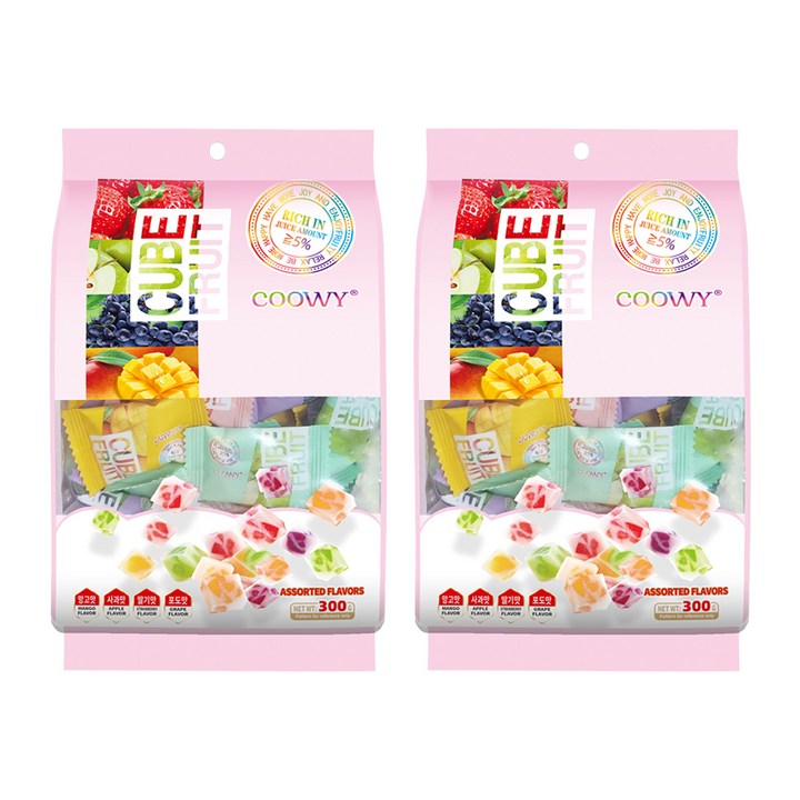 쿠위 큐브 후르츠 젤리, 2개, 300g