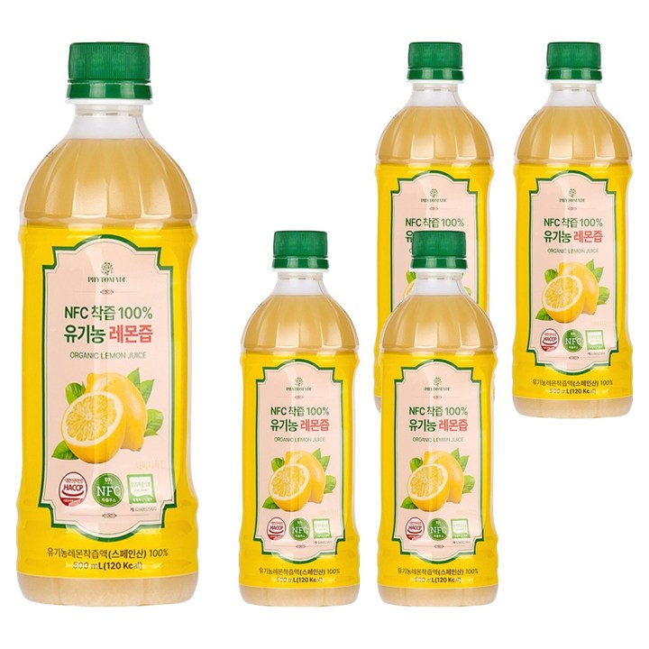 파이토메이드 NFC착즙 100% 유기농 레몬즙, 5개, 500ml