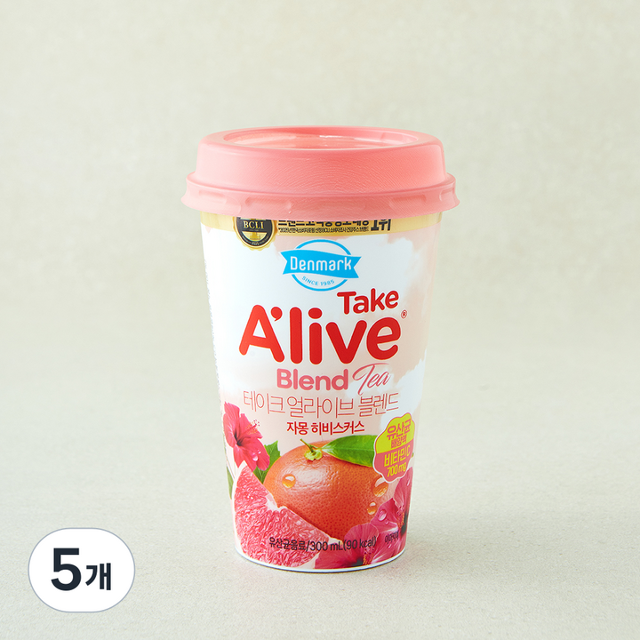 덴마크 테이크 얼라이브 블렌드 자몽 히비스커스 티, 5개, 300ml