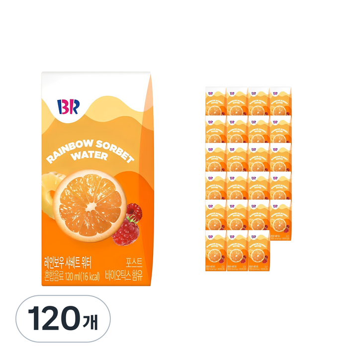 배스킨라빈스 레인보우 샤베트 워터, 120ml, 120개