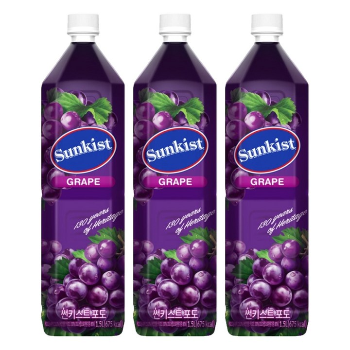 썬키스트 포도주스, 1.5L, 3개