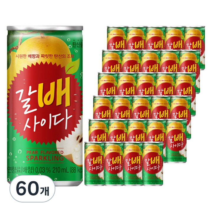 해태htb 갈아만든배 사이다, 210ml, 60개