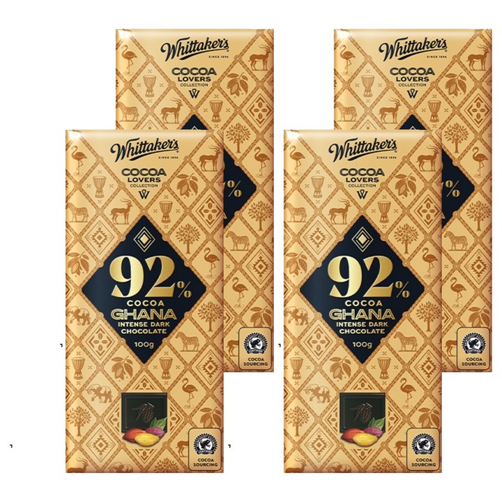 휘태커스 코코아 러버 92% 초콜릿, 100g, 4개