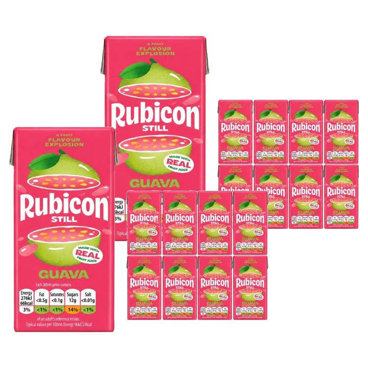 rubicon 구아바 NFC 퓌레과즙 주스, 288ml, 18개