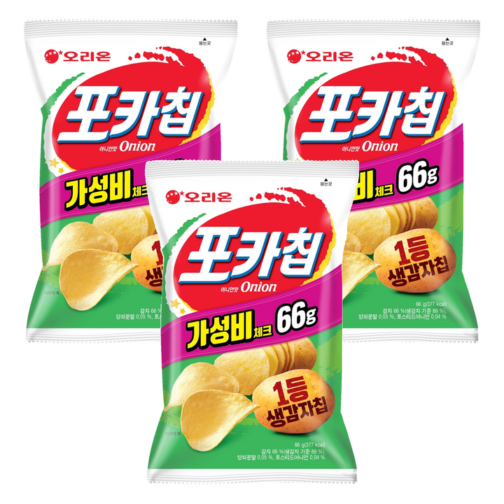 오리온 포카칩 어니언, 66g, 3개