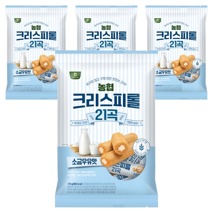 농협식품 크리스피롤 21곡 소금우유맛, 170g, 4개