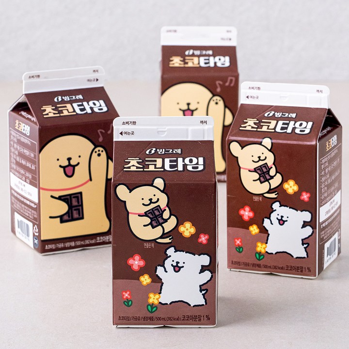 밀크타임 빙그레 가공유, 500ml, 4개