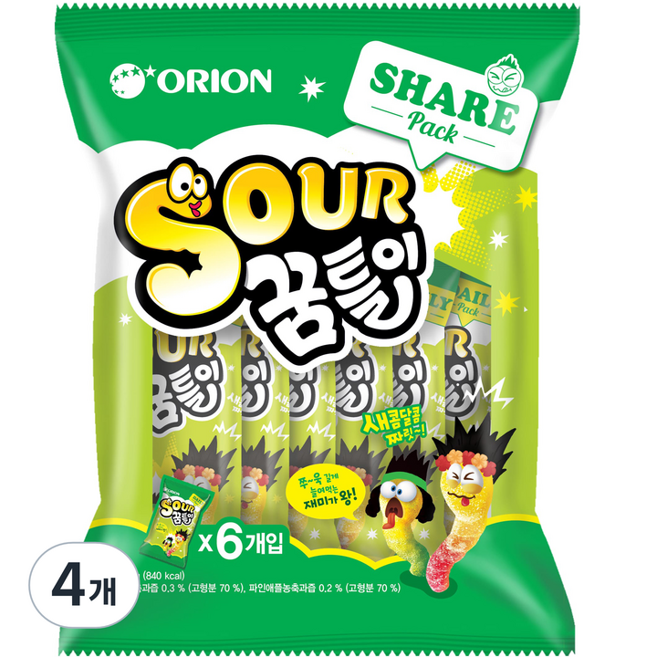 오리온 SOUR 꿈틀이 6p, 259.2g, 4개