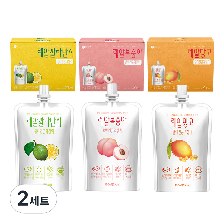 바로푸드 레알 콜라겐 곤약젤리 깔라만시 150ml x 10p + 복숭아 150ml x 10p + 망고 150ml x 10p 세트