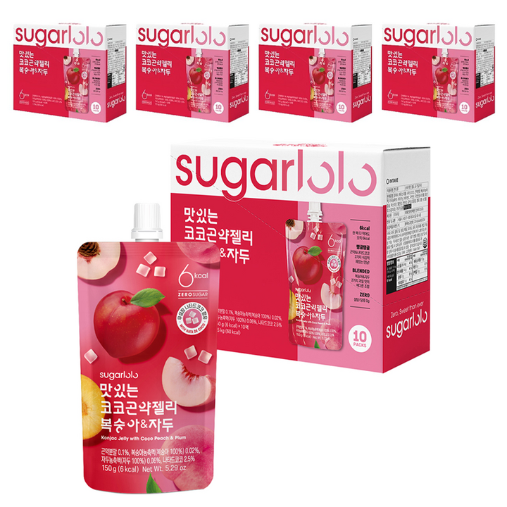 슈가로로 맛있는 코코 곤약젤리 복숭아 자두 10개입, 150g, 5개