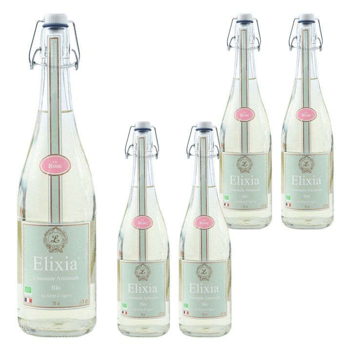 엘릭시아 유기농 레몬에이드 탄산음료 로즈, 750ml, 5개