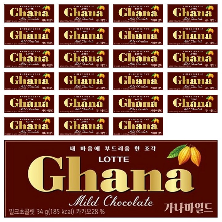 가나 마일드 밀크초콜릿, 34g, 24개