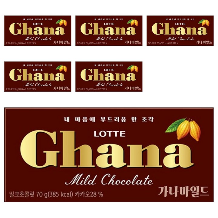 가나 마일드 밀크초콜릿, 70g, 6개