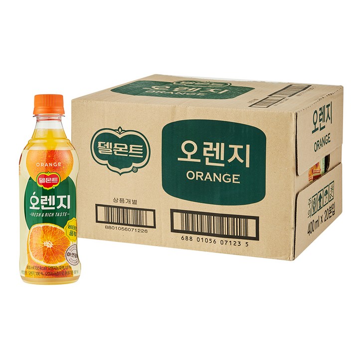 델몬트 오렌지 100 주스, 400ml, 20개