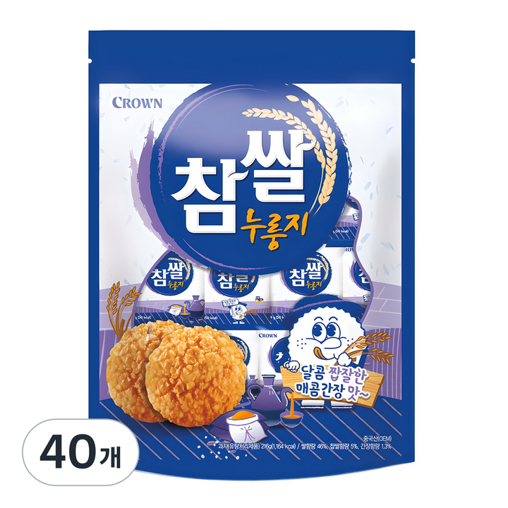 크라운 참쌀 누룽지, 216g, 40개