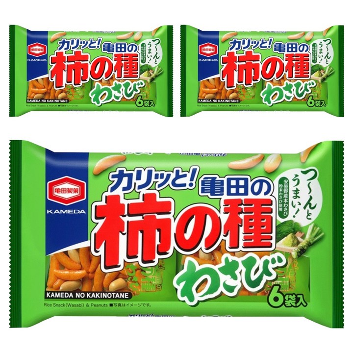 카메다 카키노타네 와사비 스낵, 164g, 3개