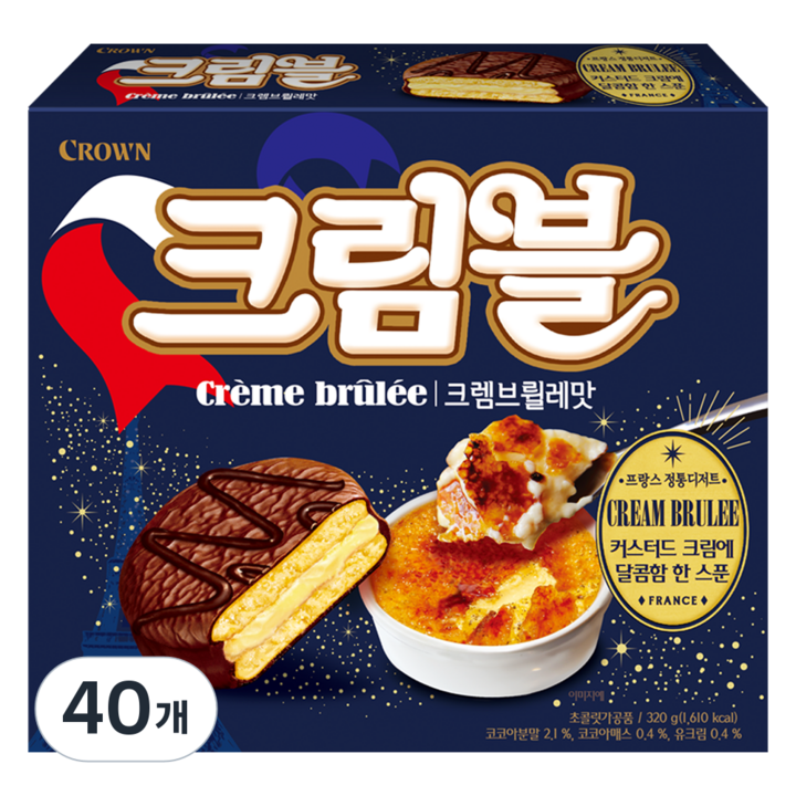 크라운 크렘브뢸레맛 초코 디저트, 320g, 40개