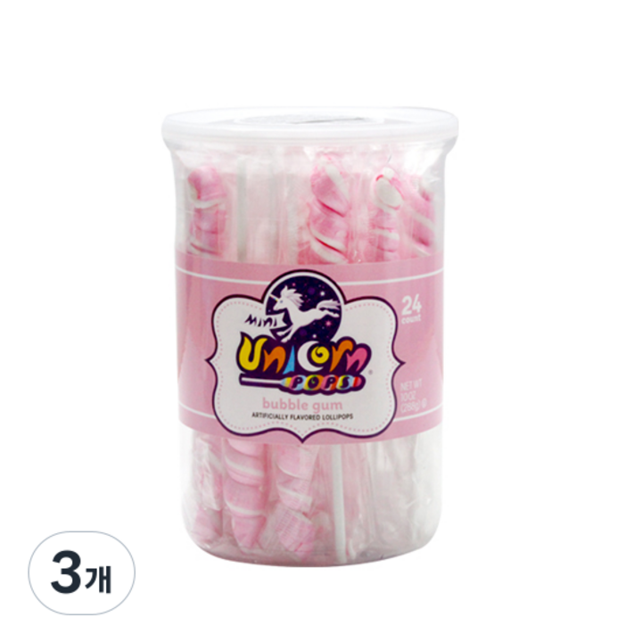 위니비니 미니유니콘팝 롤리팝 버블껌향, 288g, 3개