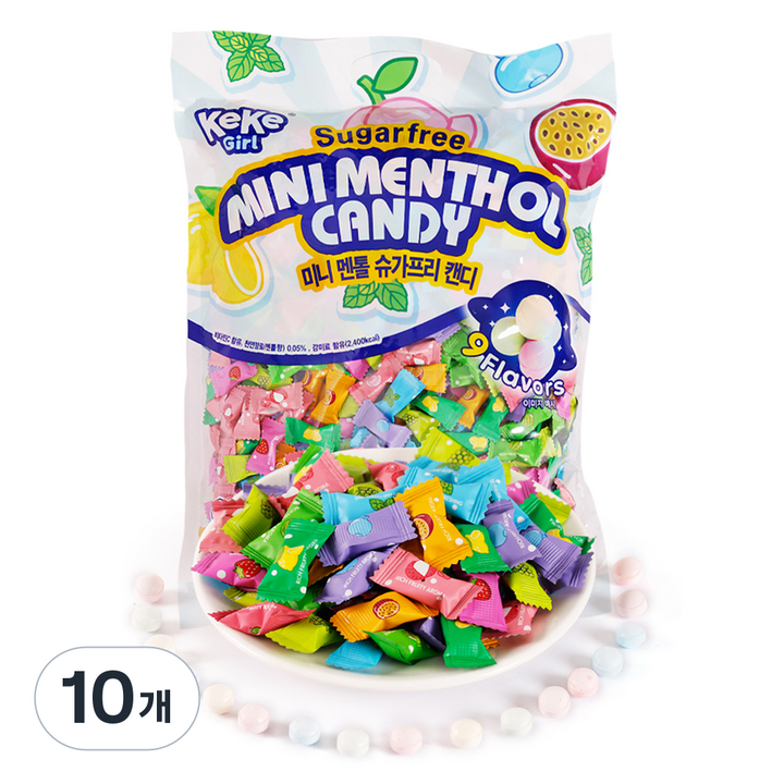케케걸 미니 멘톨 슈가프리 캔디, 1kg, 10개