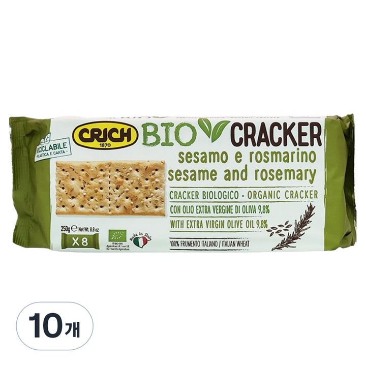 크릭 유기농 엑스트라버진 올리브유 참깨 & 로즈마리 크래커 8p, 250g, 10개
