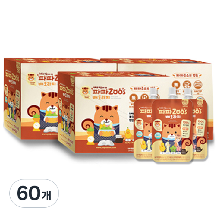 파파주스 배도라지 주스, 60개, 혼합맛(배/도라지), 100ml