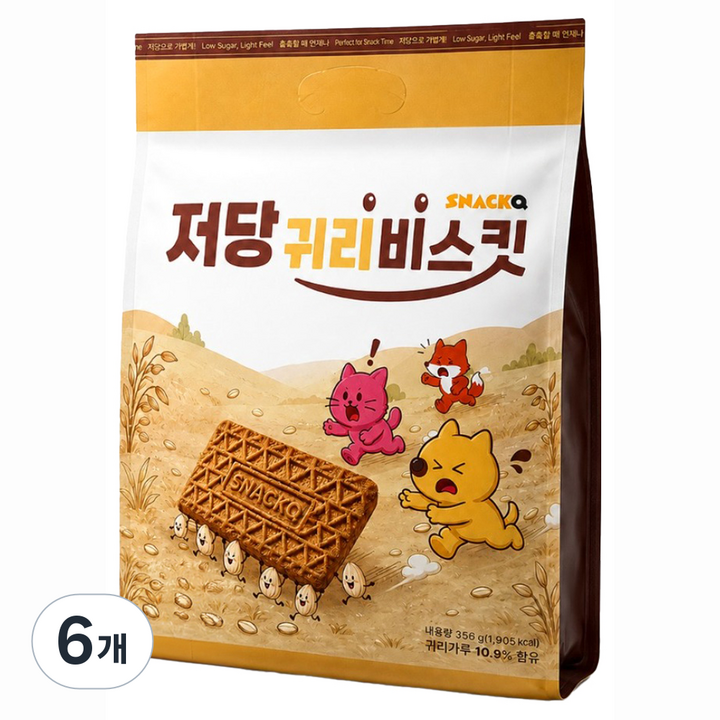 스낵큐 저당 귀리 비스킷, 356g, 6개