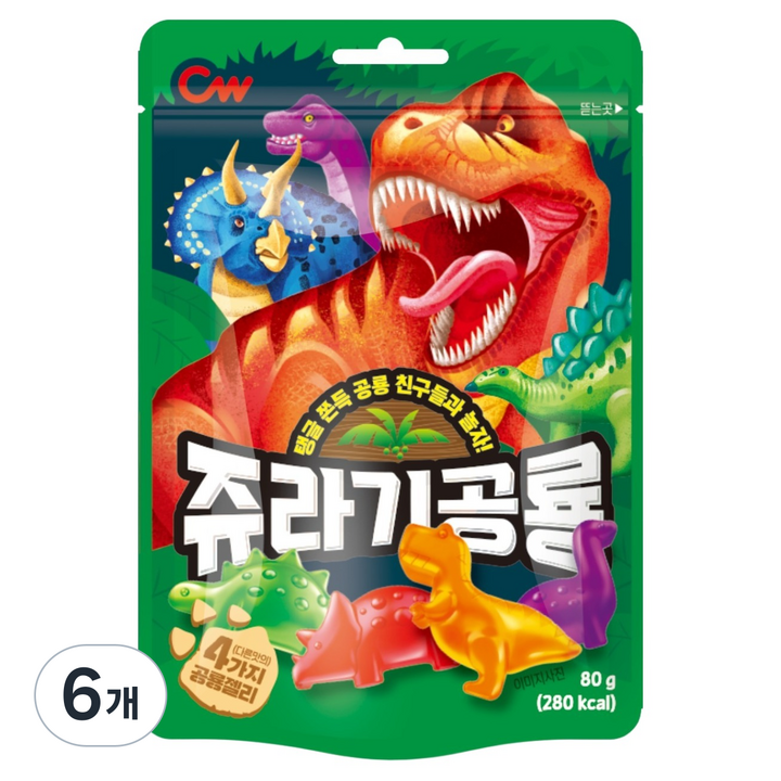 청우식품 쥬라기공룡 젤리, 6개, 80g