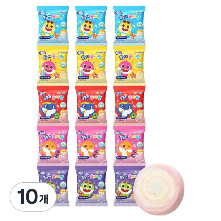 앙팡드봉봉 스낵스 핑크퐁 아기상어 줄줄이 솜사탕 15p, 60g, 10개