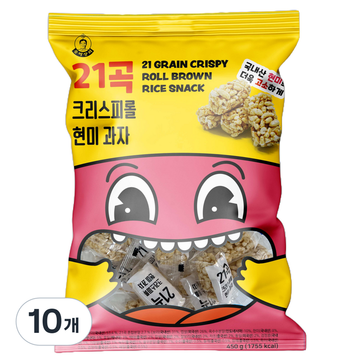 풍미상회 21곡 크리스피롤 현미과자, 450g, 10개